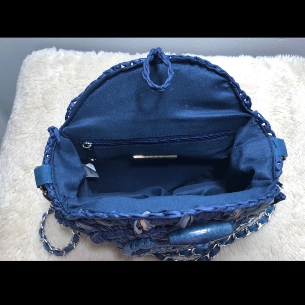 INC Straw Circle Crossbody-Navy - Picture 4 of 4
